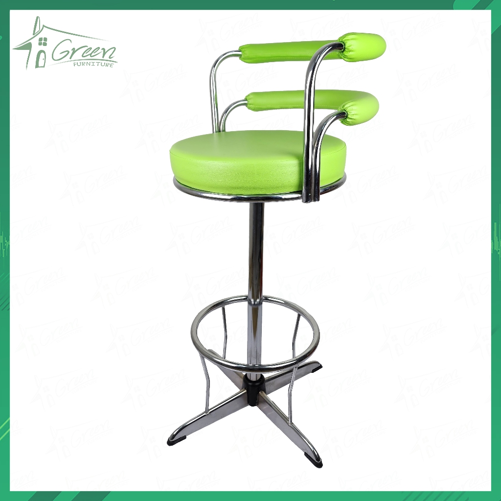Green เก้าอี้บาร์สูง (ขาโครเมียม) สำหรับทำงาน บาร์เครื่องดื่ม สตูลบาร์เบาะ ที่นั่งเบาะฟองน้ำ ราคา ถูกที่สุด ดีลบีเคเค แกลเลอรีภาพที่ 6