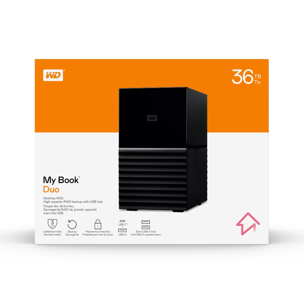 WD My Book Duo ฮาร์ดดิสก์ HDD 36TB RAID 0,1 Speed 360 MB/s (WDBFBE0360JBK-SESN) ประกัน 3 ปี