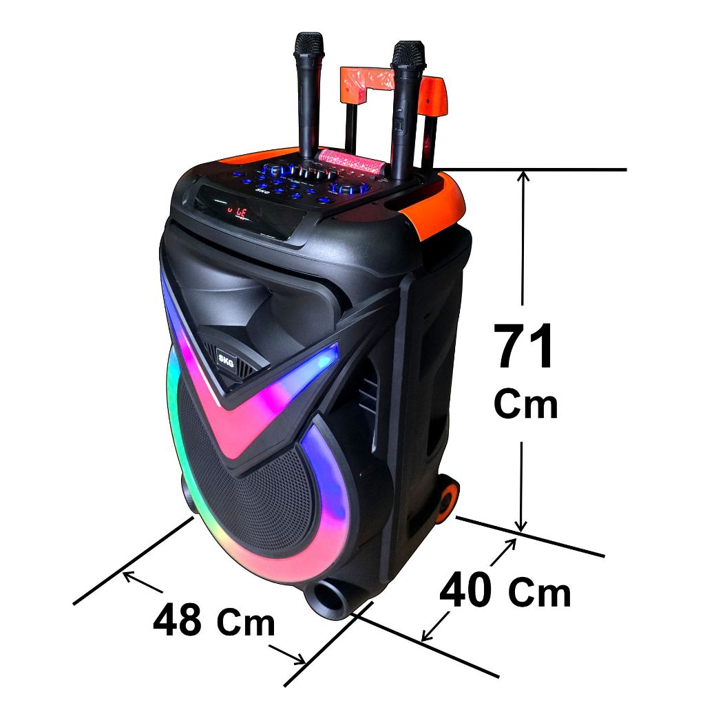 SKG ลำโพงล้อลาก 18 นิ้ว 80W RMS. เบสหนัก ตับๆ ไมค์ลอย 2ตัว ไฟวิบวับ (ปิด-เปิดได้) รุ่น AV-5809 สีดำ