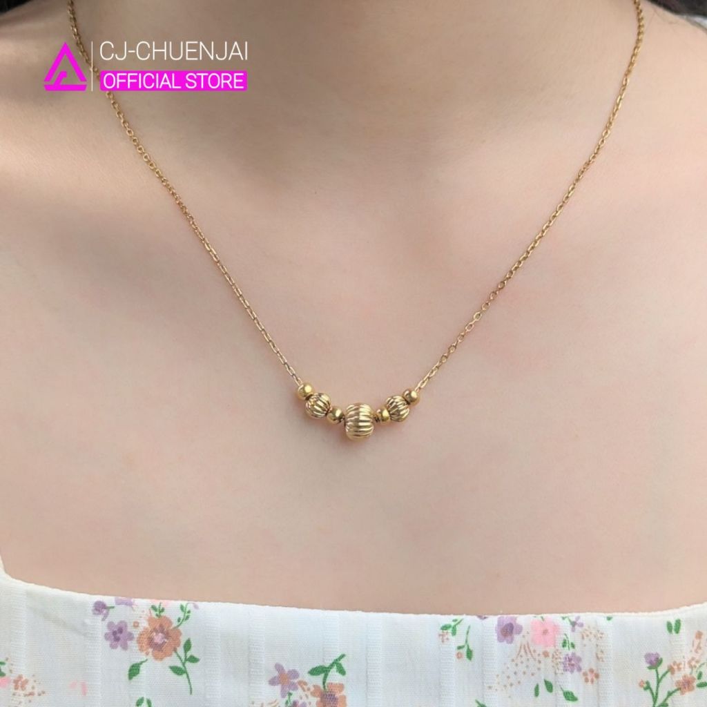 CJ สร้อยจี้มะยม สแตนเลสทองเลเซอร์ ไม่ลอกไม่ดำ