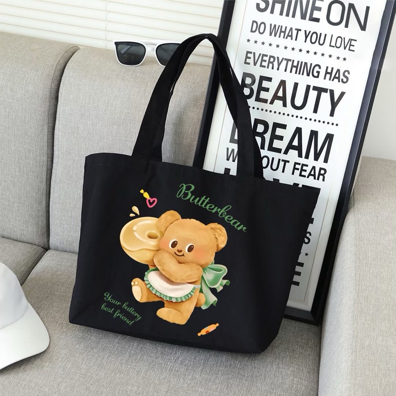 Butterbearกระเป๋าผ้าลายสกรีนน้องหมีเนย พร้อมส่ง