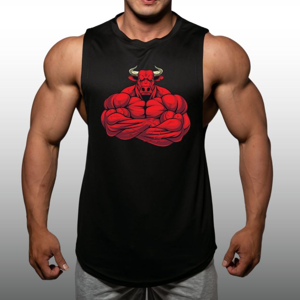 RED BULL เสื้อแขนกุดเว้าแขนกว้าง Drop Arm Sleeveless Muscle Shirt