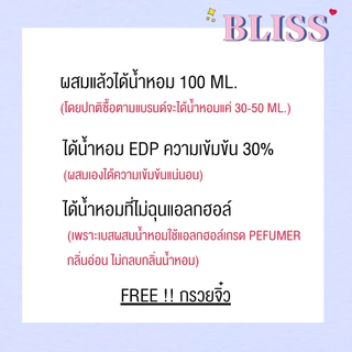 ชุดทำน้ำหอม [เซ็ท AQUA] ทำได้ 100 ML - จะได้ หัวน้ำหอม เบสผสมน้ำหอม ขวดน้ำหอม BLISS