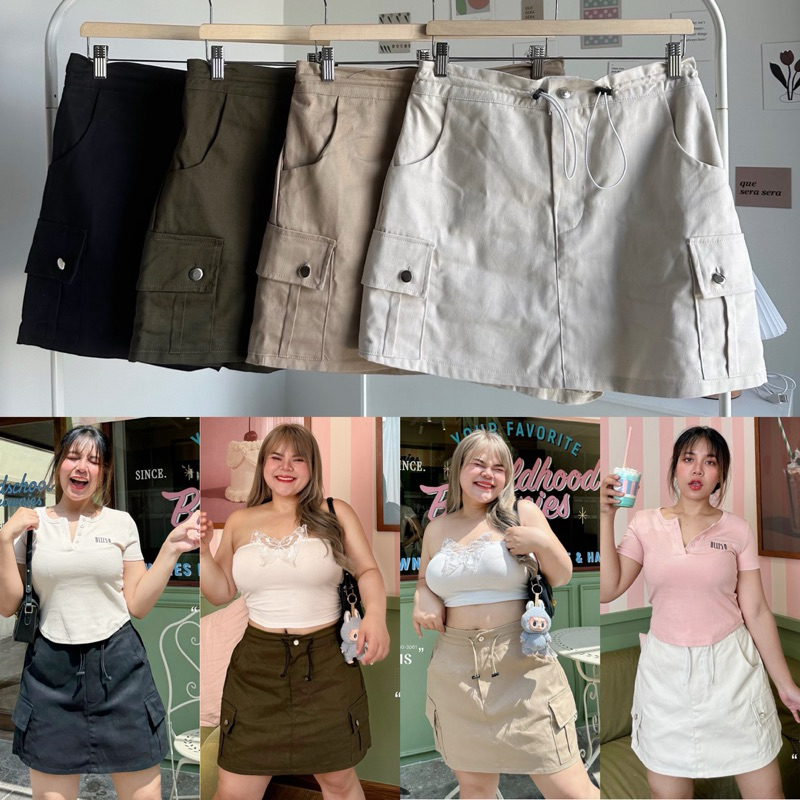 ✅เข้าเพิ่ม พร้อมส่งค่า/LD/ กระโปรงกางเกงสาวอวบ กระเป๋าข้าง มีเชือกเอวรูดปรับได้ #เสื้อผ้าไซส์ใหญ่ สาว อ้วน พลัสไซส์ – โปรปัง