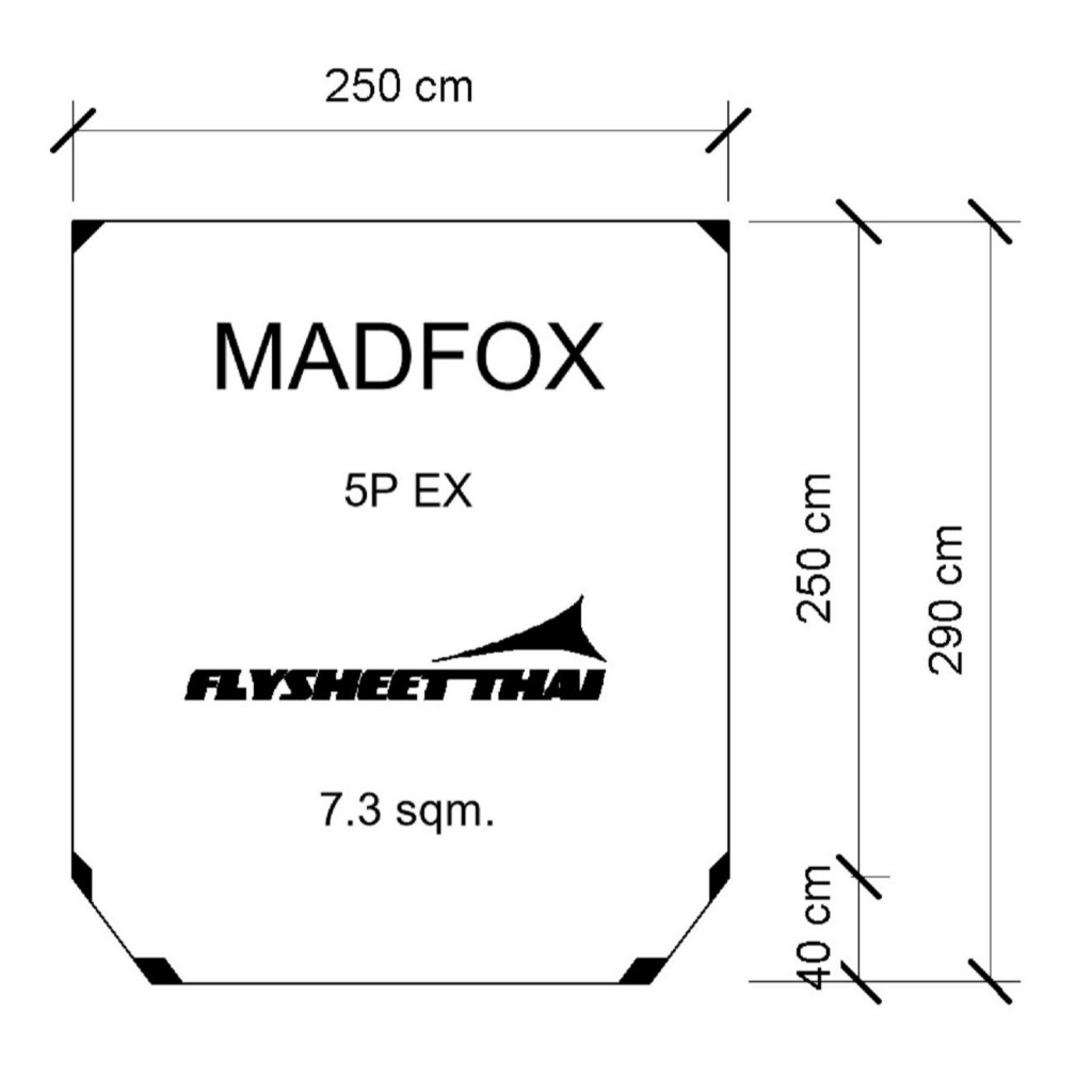กราวชีท แผ่นปูรองเต็นท์ Madfox 5p ตรงรุ่น เสริมยื่นหน้า ผ้า210d