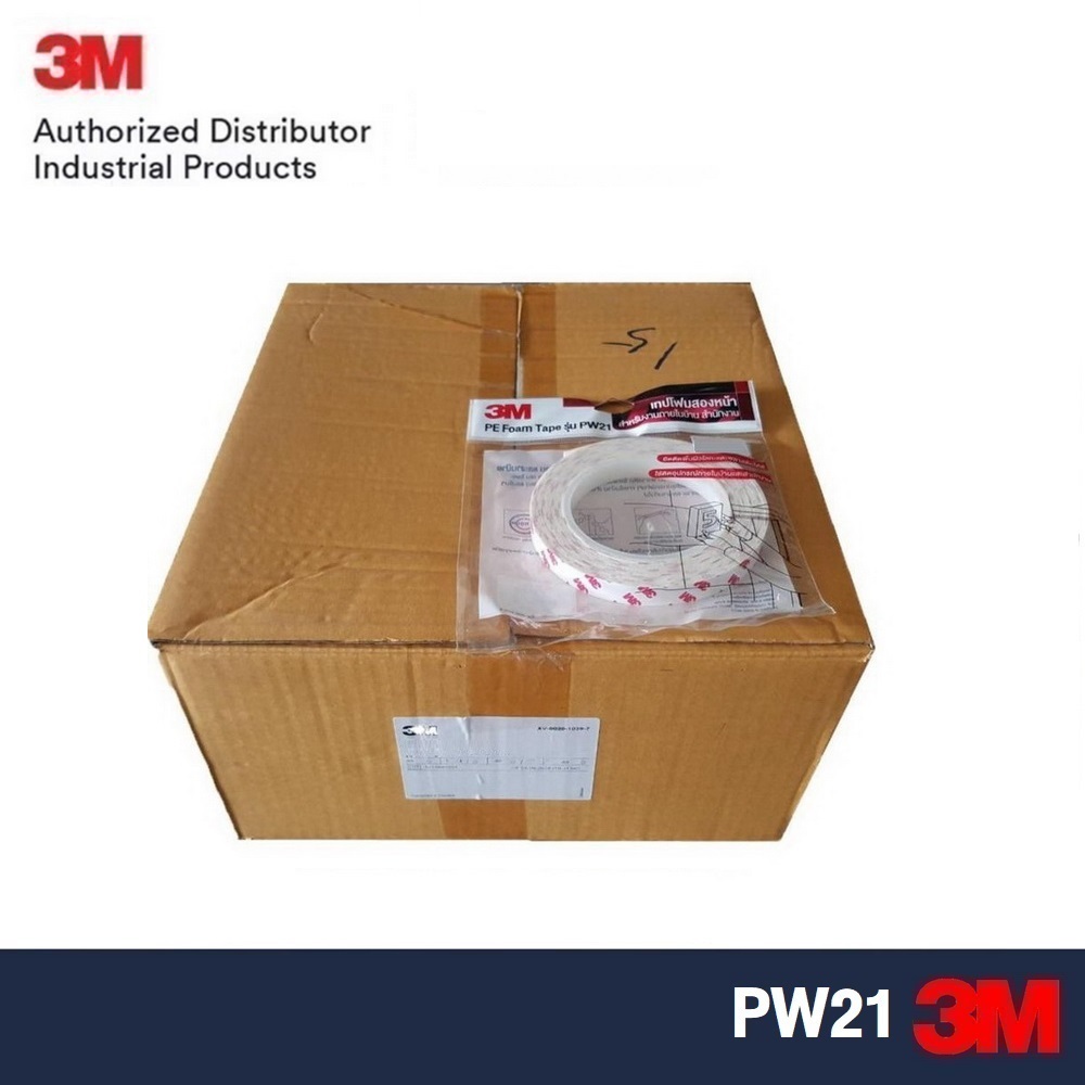 3M (48ม้วน) 12 มม.x5 ม. & (24ม้วน) 24 มม.x5 ม.รุ่น PW21 เทปโฟมสองหน้าสีขาว สำหรับงานภายในบ้านและสำนักงาน