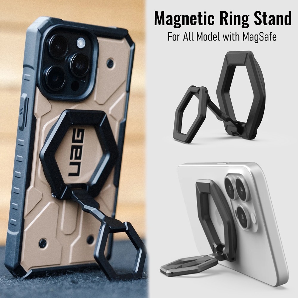 Uag ขาตั้งแหวนแม่เหล็กสําหรับ iPhone 17/16/15/14/13 Pro Max แหวนโลหะแบบถอดได้ Grip & 360 หมุนขาตั้งแบบปรับได้สําหรับ