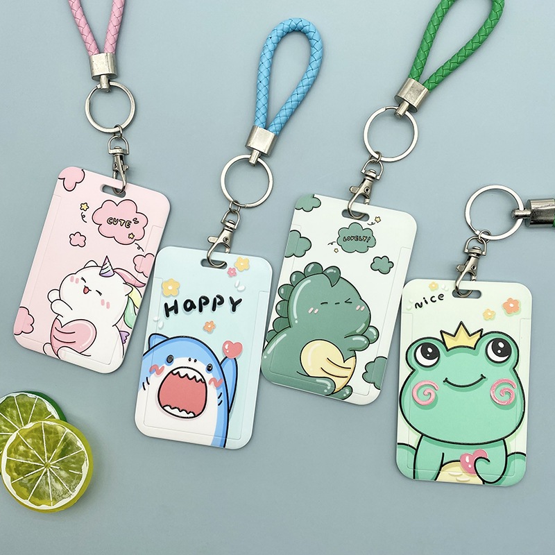 🔥พร้อมส่ง 🇹🇭 ป้ายชื่อพร้อมสายคล้องคอ ป้ายห้อยบัตร ป้ายใส่บัตรพนักงาน ป้ายใส่คีย์การ์ด ซองใส่บัตรลายการ์ตูนรุ่นแนวนอน