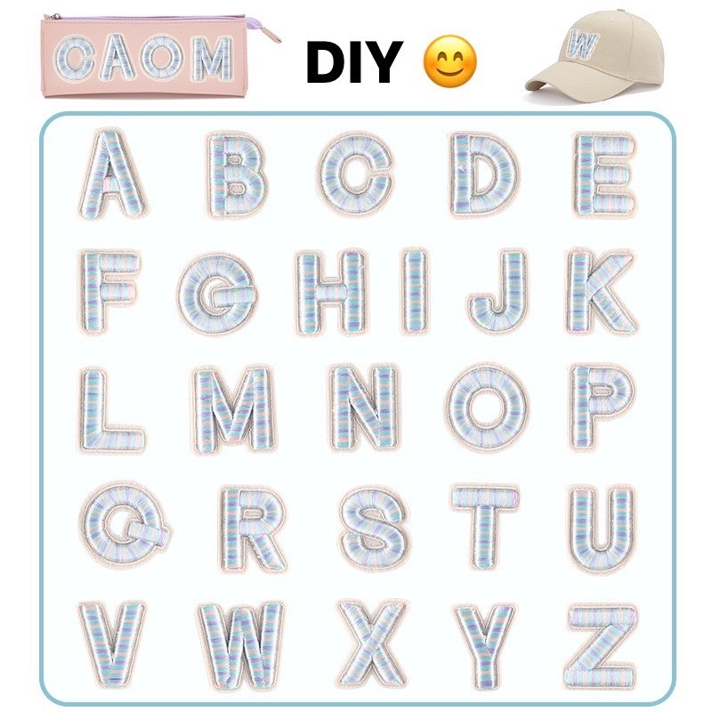 ตัวรีดติด DIY A-Z รีดกับวัสดุที่เป็นผ้าได้หลากชนิด ติดบนอุปกรณ์นักเรียน ติดกระเป๋า ติดรองเท้าผ้า งานปักละเอียด ซ่อมเสื้อ