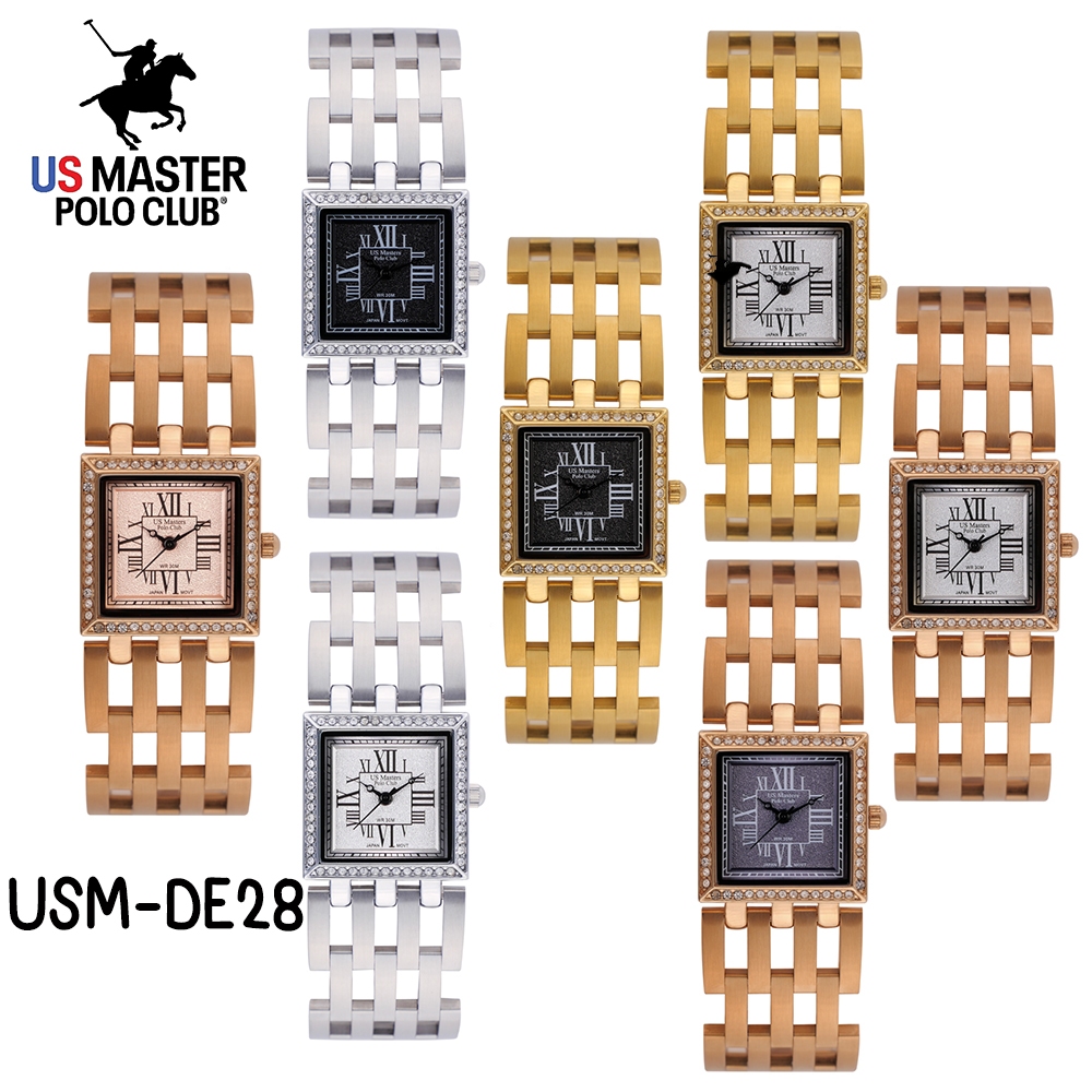 US Master Polo Club นาฬิกาข้อมือข้อหญิง FIRST LADY DIAMOND SQUARE สายสแตนเลส รุ่น USM-DE28