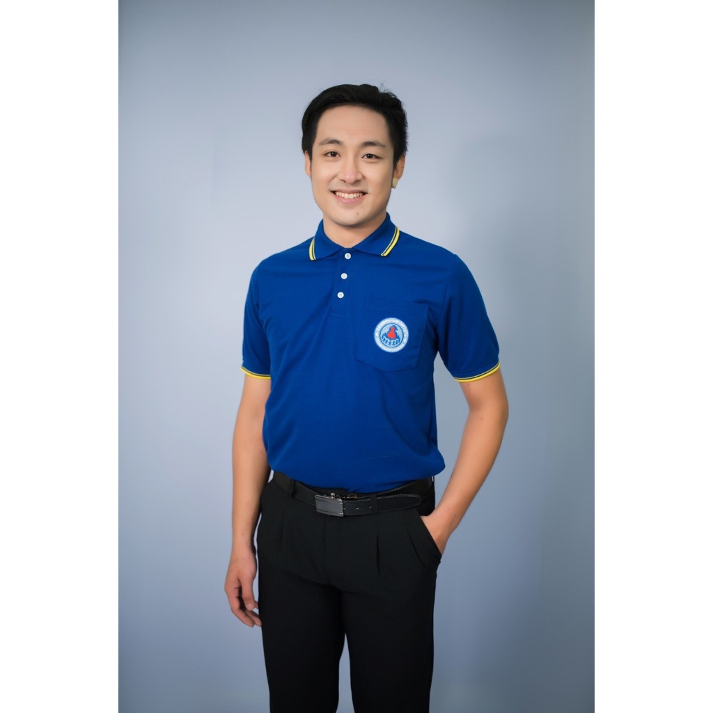 SAKOL เสื้อโปโลสีฟ้าเข้ม ตรา อาสาสมัครสาธารณสุขประจำหมู่บ้าน เสื้ออสม โปโลอสม อสม (อสม ฟ้าเข้ม)