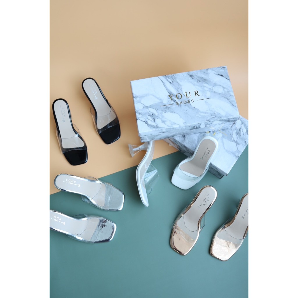 YOURSHOES M35 / รองเท้าส้นสูง รองเท้าผู้หญิง รองเท้าส้นแก้ว