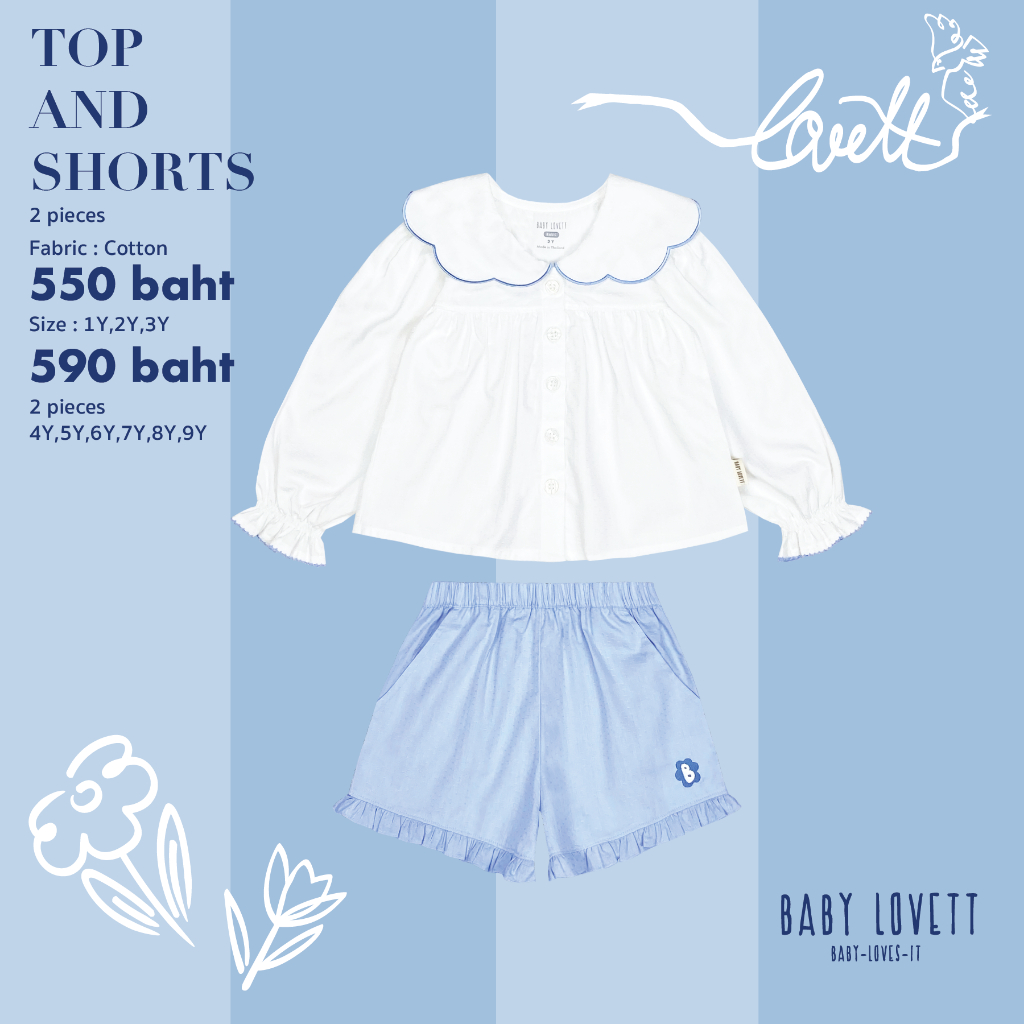 18 Blue Floral - Top and Shorts