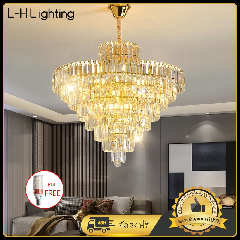 แสงหรูหราห้องนั่งเล่นคริสตัลโคมไฟนอร์ดิกที่ทันสมัยห้องรับประทานอาหารโคมระย้าห้องนอนครัวเรือนบันไดโคมไฟตกแต่ง