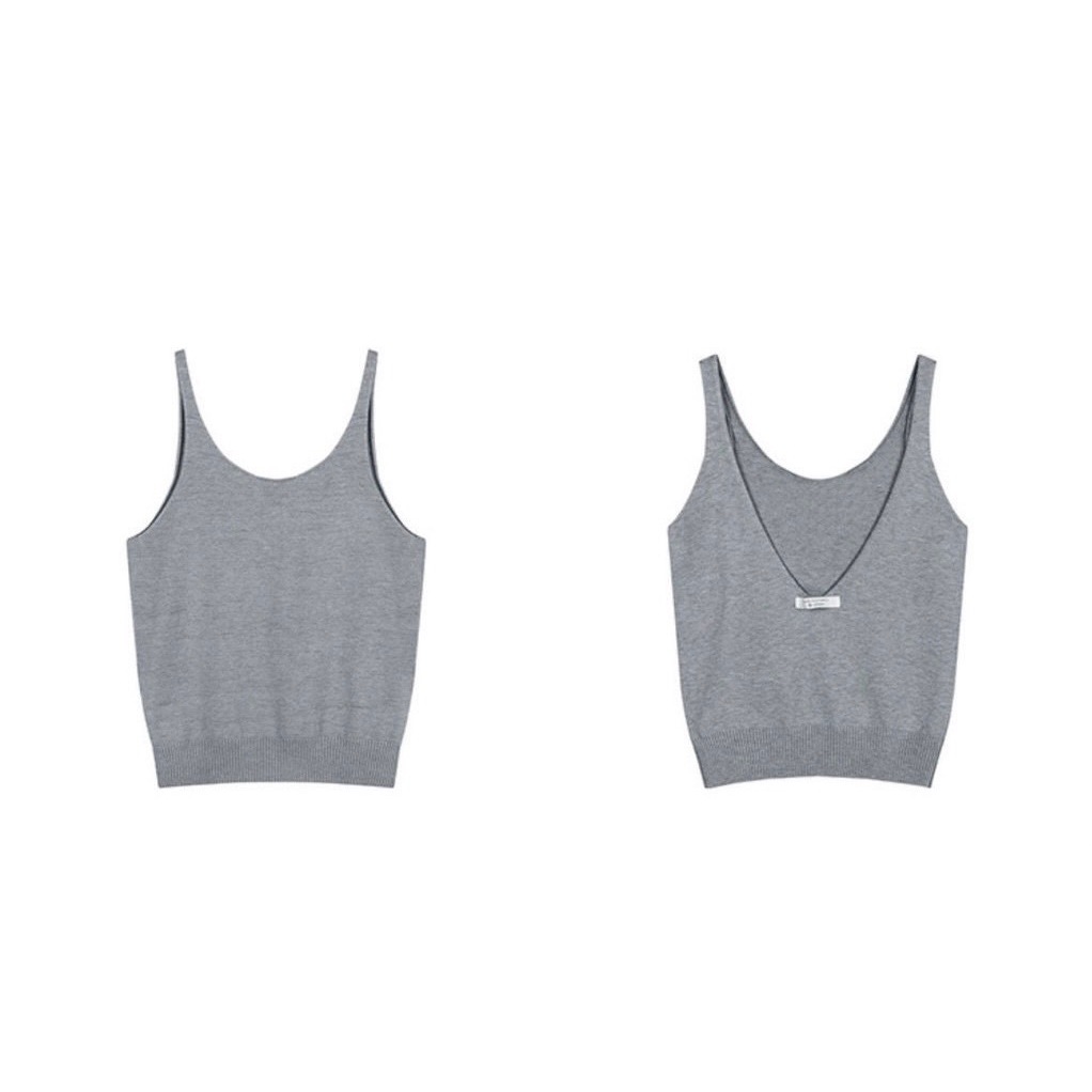 [W0217] เสื้อกล้ามไหมพรมเว้าหลังติดป้ายอักษร สายเดี่ยว ผ้าไม่หนาบางๆ ใส่สบาย ได้ลุคเซ็กซี่ แมทช์ง่าย - รูปที่ 5