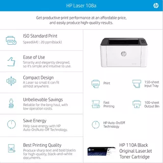 PRINTER (เครื่องพิมพ์) HP LASER 108A (4ZB79A)