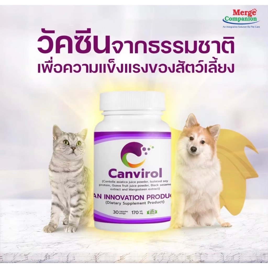 Canvirol 170mg และ 850 mg (บรรจุ30แคปซูล)อาหารเสริมภูมิต้านทานสุนัขและแมว