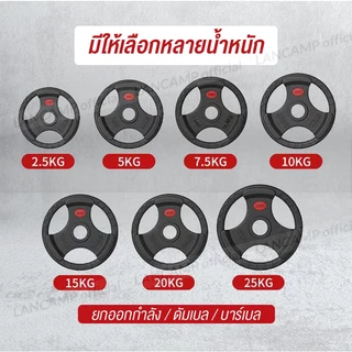 แผ่นน้ำหนักหุ้มยาง แผ่นน้ำหนักสำหรับดัมเบลและบาร์เบล แผ่นยกน้ำหนักออกกำลังกาย 2.5-10KG