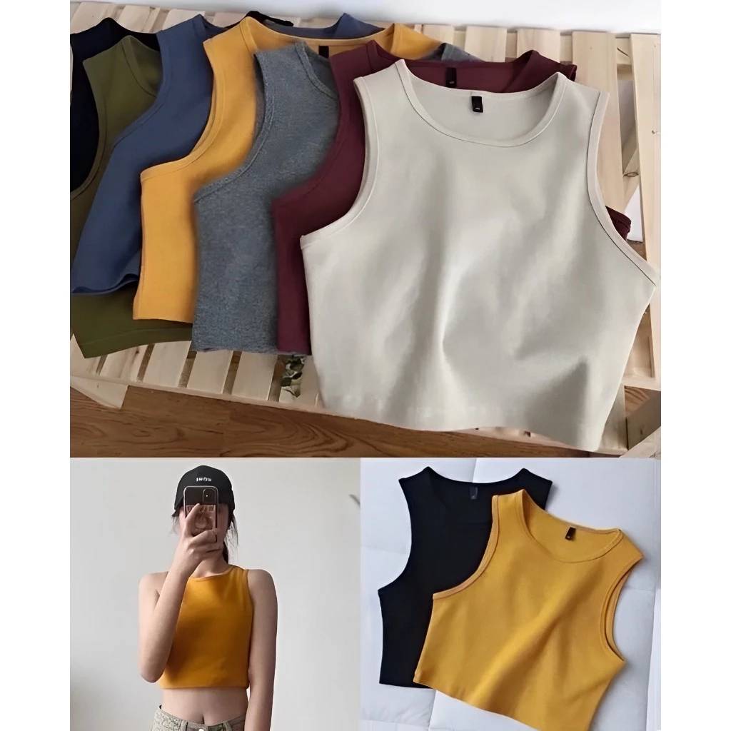 สินค้าพร้อมส่งจากไทย TOPLIST (F871) เสื้อกล้ามครอปแฟชั่นเกาหลี โทนสีเรียบหรู แมทง่ายทุกลุค