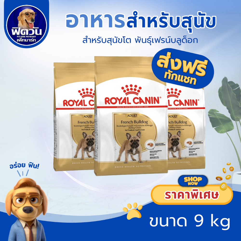 ROYAL CANIN French Bulldog ADULT สุนัข1ปีขึ้นไป พันธุ์เฟรนซ์บูลด๊อก 9 กิโลกรัม{อาหารสุนัขเม็ด}