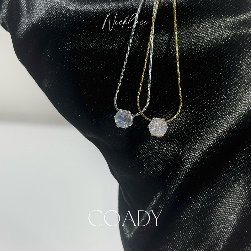 Coady- minimal Cubic Diamond Necklace สร้อยคอเพชรคิวบิก สไตล์มินิมอล Stainless Steel