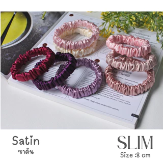 ยางรัดผมโดนัท ผ้าซาติน Satin Scrunchies (งานสอยมือทุกชิ้น) รุ่น Slim