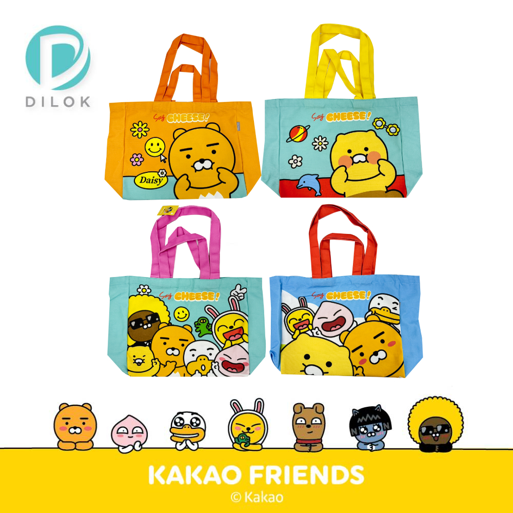 KAKAO FRIENDS กระเป๋าผ้าลายการ์ตูนเกาหลี ขนาดใหญ่ น้ำหนักเบา ทนทาน บรรจุของได้เยอะ KK1298