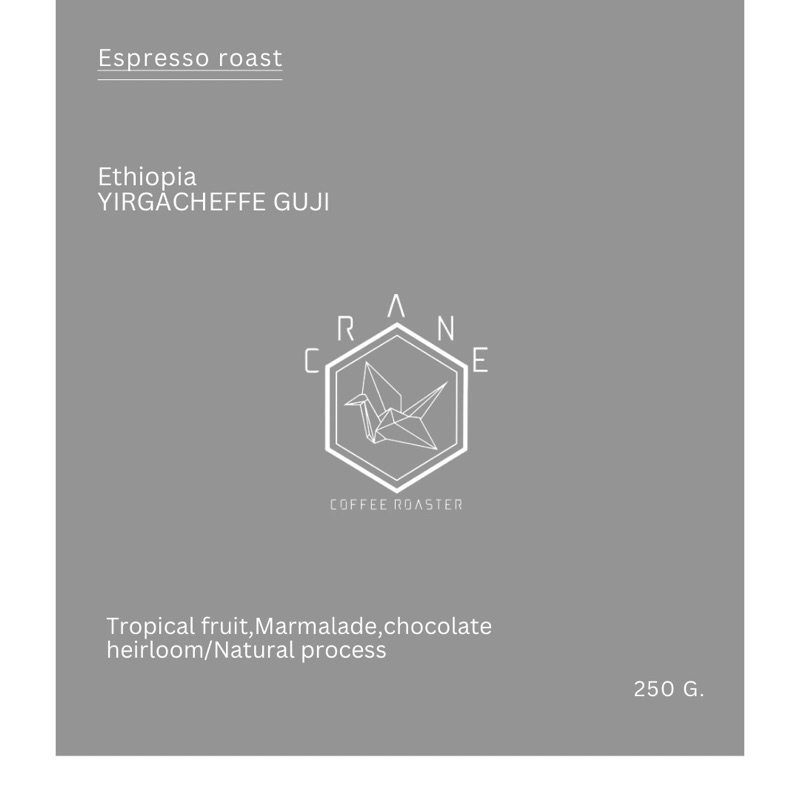 เมล็ดกาแฟคั่วกลาง Single Origin Ethiopia Yirgachefe Guiji Espresso Roast 250 กรัม
