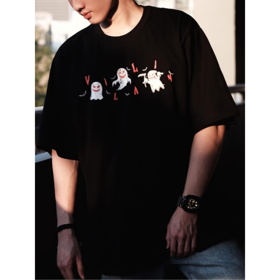 VILLAIN เสื้อ Oversize "Villain Ghostzy" [เสื้อโอเวอร์ไซส์ ผ้านุ่ม ใส่สบาย ผ้าCotton100%]
