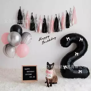 ลูกโป่งตัวเลขตั้งได้ 32 นิ้ว ขนาดใหญ่ สีขาว ดำ ชมพู PT-2