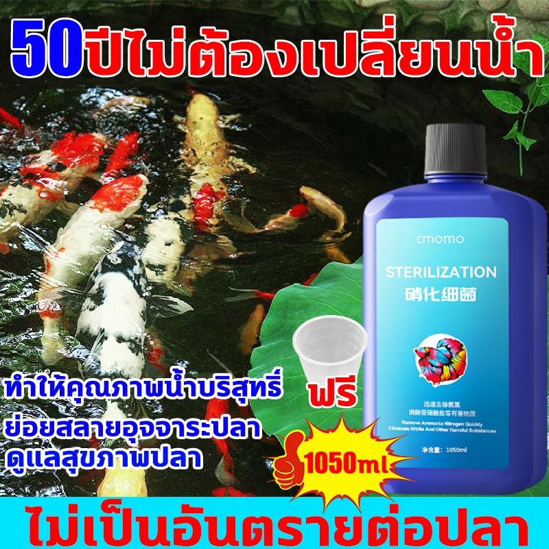 50ปีไม่ต้องเปลี่ยนน้ำ จุลินทรีย์บ่อปลา1050ml จุลินทรีย์ตู้ปลา ปรับสภาพน้ำใส ไม่มีสารเคมีปลอดภัย ยาฆ่าเชื้อปลา
