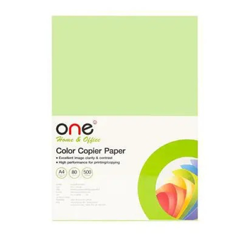 ONE กระดาษสีถ่ายเอกสาร A4 80 แกรม เขียวเข้ม (500 แผ่น)
