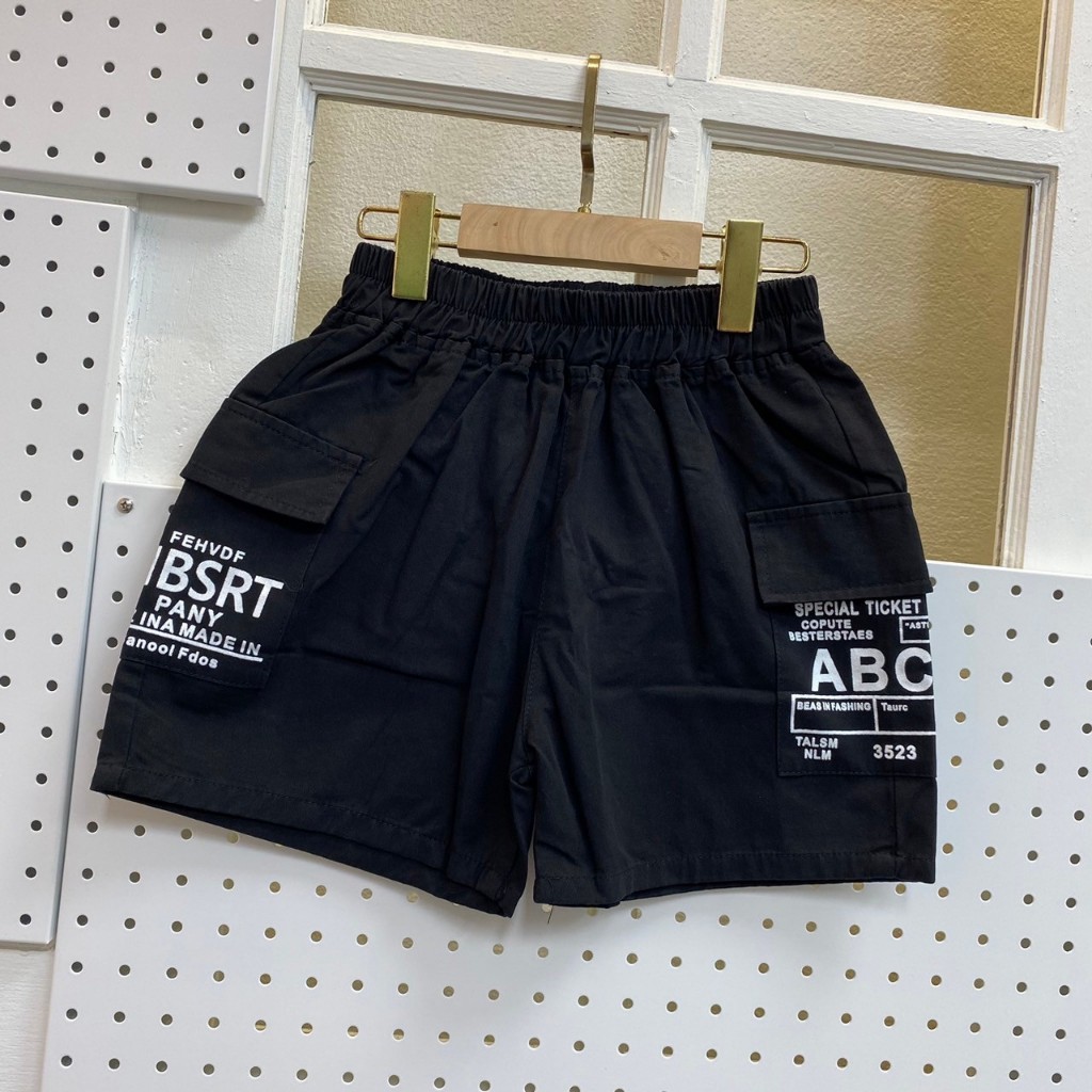 กางเกงคาโก้เด็ก ขาสั้น 3สี (รุ่น ABC)