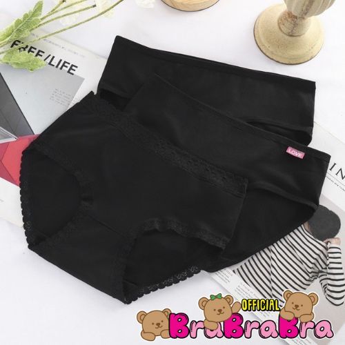[ส่งจากไทย] 𝑩𝒓𝒂𝑩𝒓𝒂𝑩𝒓𝒂 #p-081 กางเกงใน ผ้าคอตตอน ดำล้วน มีให้เลือก 5 ไซส์