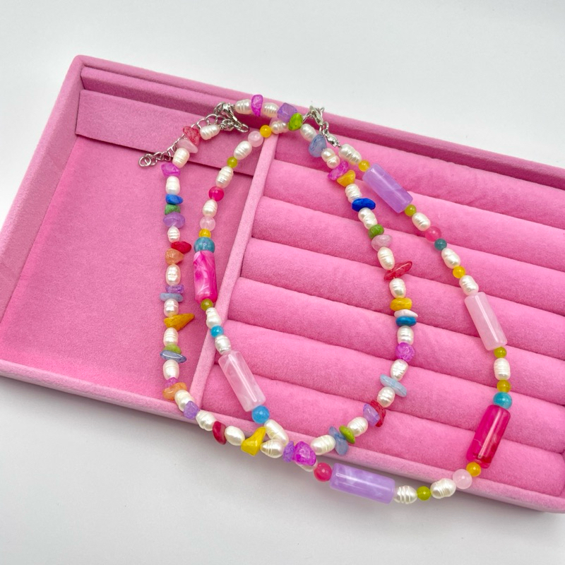 Piing me Freshwater Pearl Necklace | สร้อยคอไข่มุกน้ำจืดสลับหิน