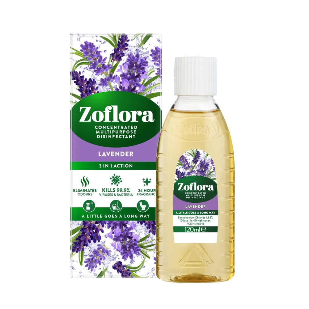 น้ำยาฆ่าเชื้ออเนกประสงค์ ฆ่าเชื้อไวรัสและแบคทีเรีย โซฟลอรา ลาเวนเดอร์ Zoflora Lavender ขนาด 120 ml.