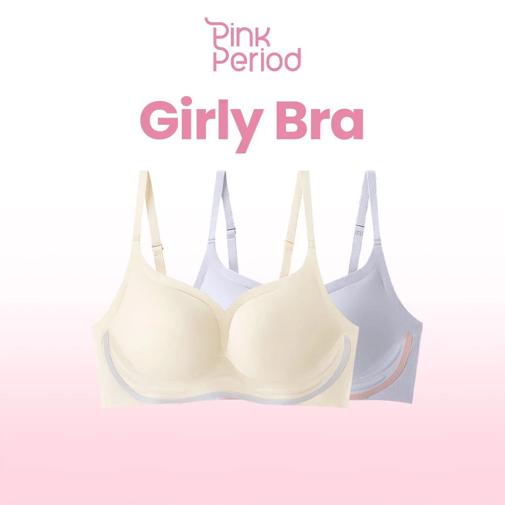 Pink Period Bra บราดูมๆดันทรง เสื้อชั้นในผู้หญิง ไร้ขอบ ใส่สบายๆ ระบายอากาศ ป้องกันการหย่อนคล้อย