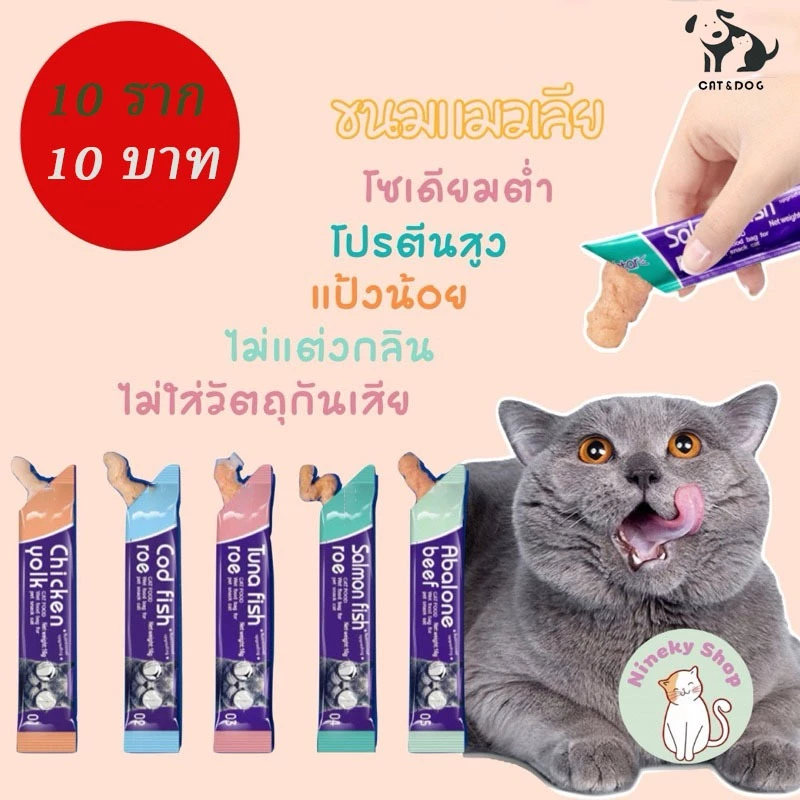 ขนมแมว อาหารกินเล่นเนื้อปลา/ไก่ 10 ซอง บำรุงสุขภาพ thumbnail 3
