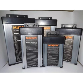 หม้อแปลงPower Supply กันฝน MINJON แรงดันไฟ : DC 12-24V กำลังไฟ : 60W-800W สำหรับติดป้ายไฟและงานตกแต่งไฟประดับ