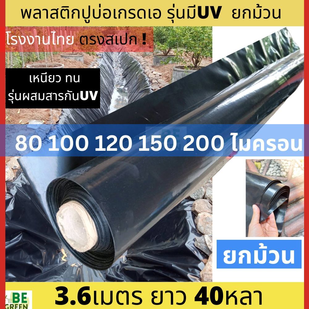 ผ้ายางปูบ่อ พลาสติกปูบ่อปลา หนา 80 120 200ไมครอน เคลือบกันuv บ่อปลา คลองไส้ไก่ บ่อกบ กะชัง สีดำ ยกม้วน ของไทย