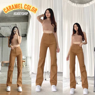 Acasey กางเกงยีนส์ขายาวผู้หญิง ขากระบอก เอวสูง ผ้ายืดนิ่ม ทรงสวยมาก ถุงซิบ XOXO & CHU 5kgCollection