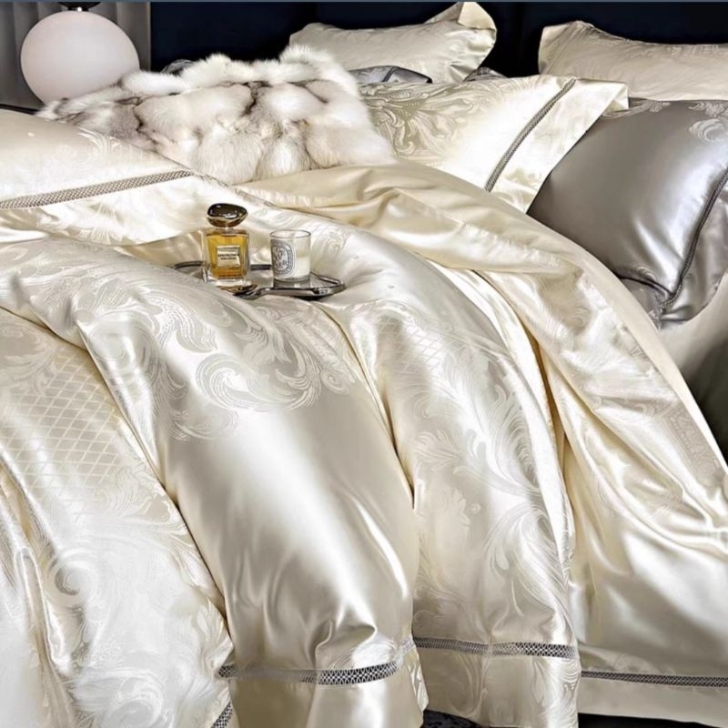 ชุดผ้าปูที่นอน ผ้าไหม ผสม คอตต้อน Silk and Cotton 1100Threads. Jacquard Series