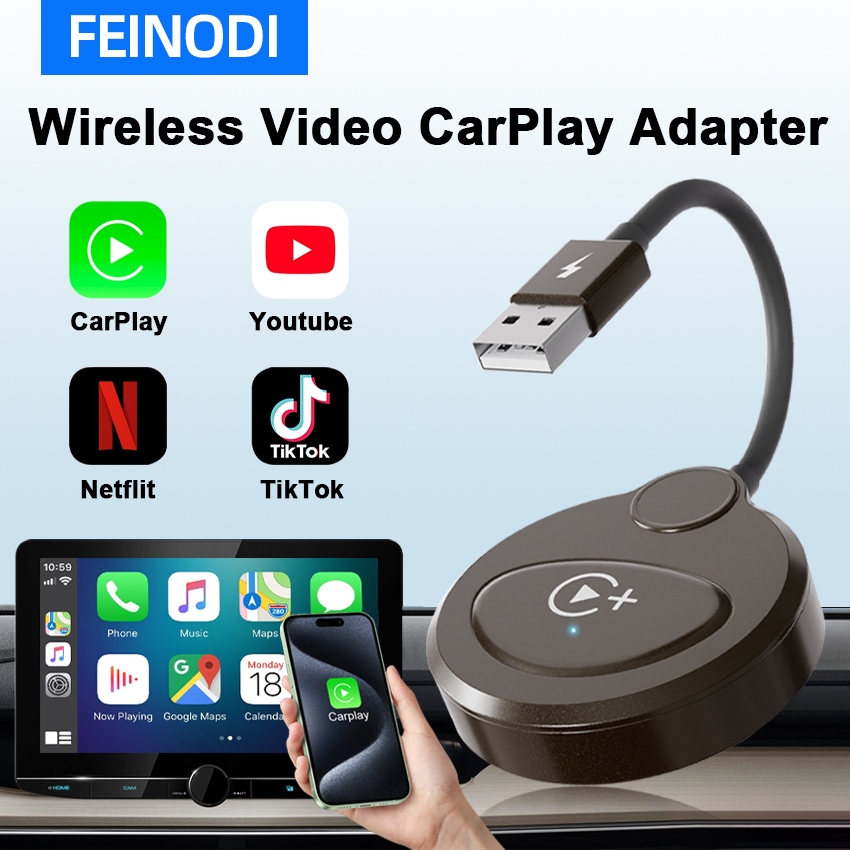 Wireless CarPlay Adapter แปลง Wired เป็น Wireless สำหรับ CarPlay Dongle สามารถรับชม YouTube/Netflix/ttok บน CARPLAY