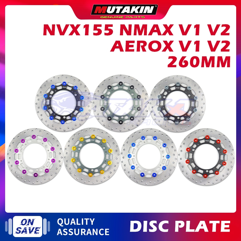 MUTAKIN จานดิสเบรคหน้า 3 รูสกรู 260มิล รุ่น NMAX AEROX155 FINN 115 10pin disc plate จานดิสเบรค (ไม่ขึ้นสนิม)