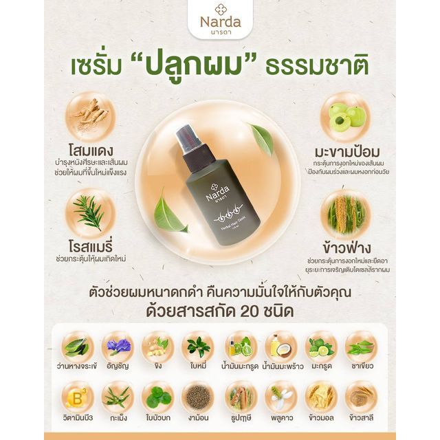 นารดา เฮอร์บัลแฮร์โทคนิค 110ml. ดูแลเส้นผมจากสมุนไพรธรรมชาติ - รูปที่ 4