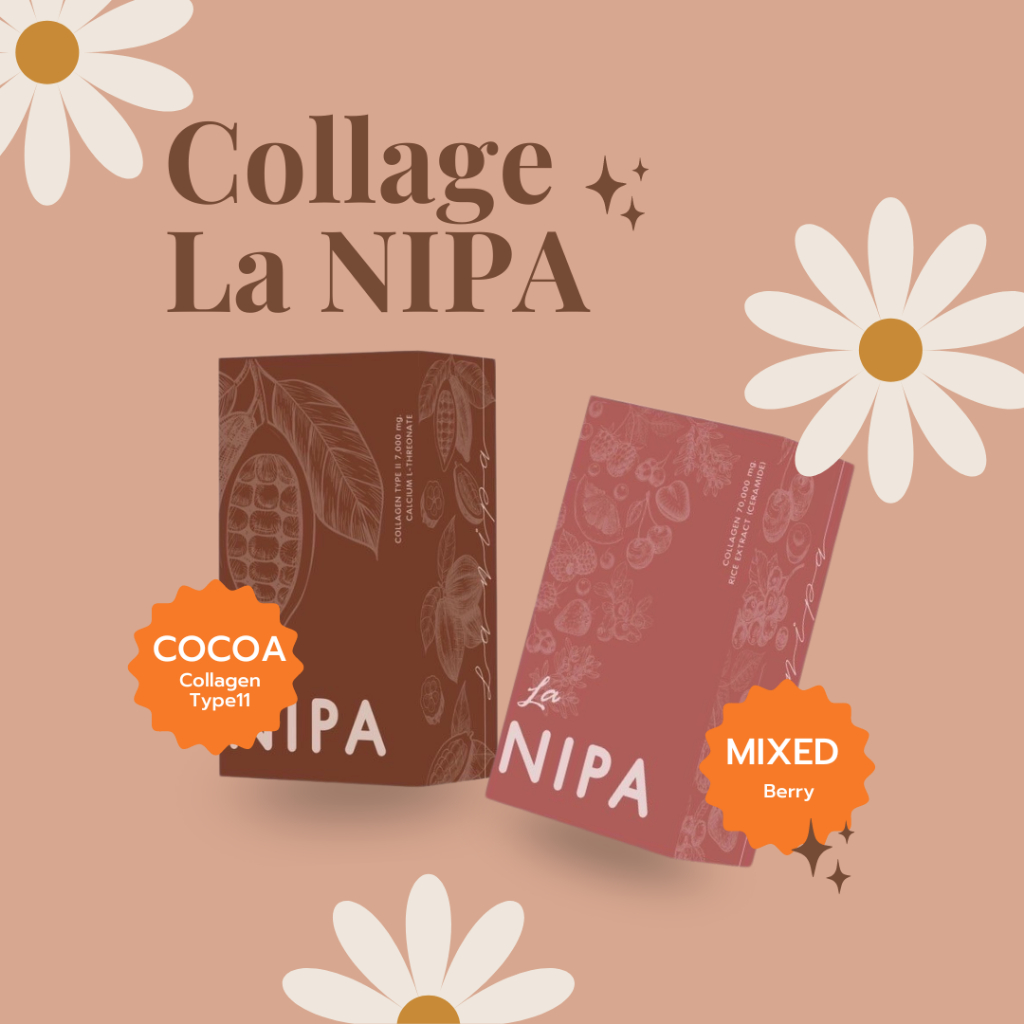 Collagen La NIPA - กลิ่นมิกซ์เบอรี่ ลดริ้วรอย สิว ฝ้า ผิวสวยกระจ่างใส , รสโกโก้ - บำรุงกระดูก และข้อ