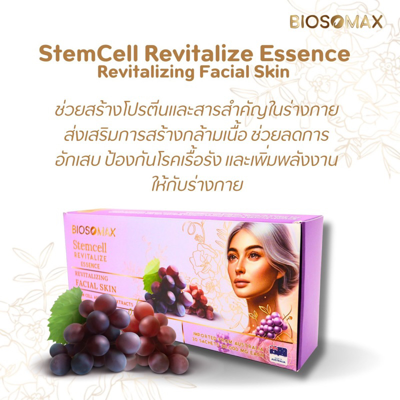 สเต็มเซลล์สด อลิซาเบ็ธ StemCell Revitalize Essence กล่องละ30ช๊อต