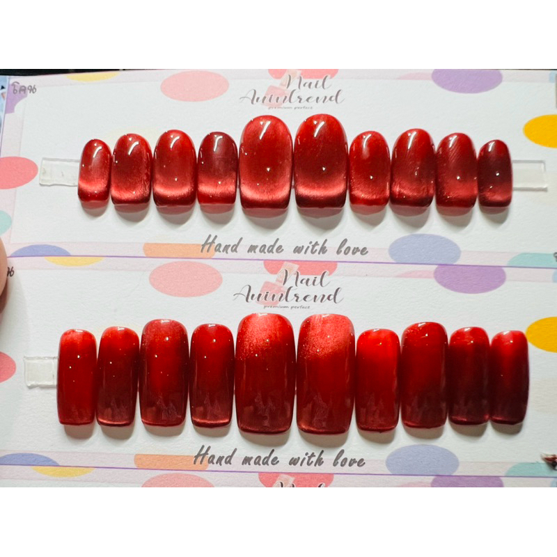 เล็บเจลแท้ สีแดงลูกแก้ว  แถมฟรีกาว+ตะไบ เล็บมือให้สวย ในพริบตา‼