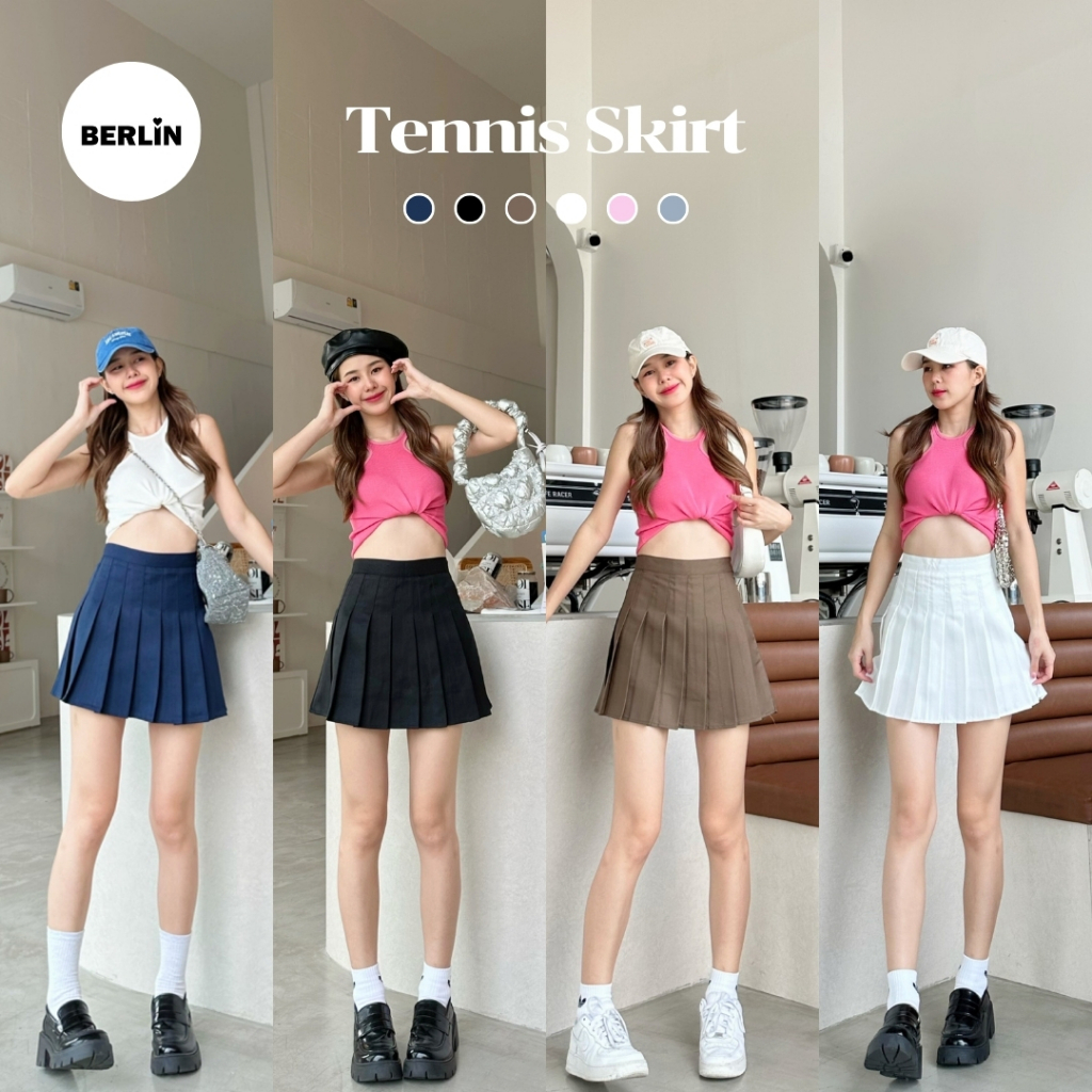 กระโปรงเทนนิส เอวสูง Skirts สีพื้น มีซับใน / No : S01