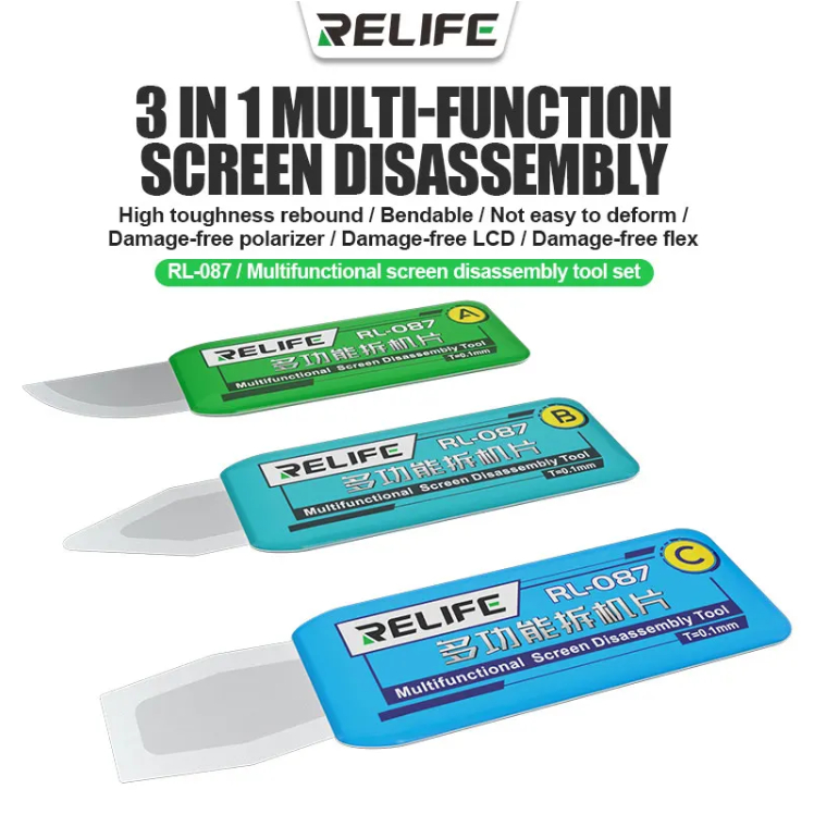 Relife ชุด RL-087 3in1ถอดชิ้นส่วนสูงสำหรับ iPhone iPad Samsung หน้าจอ LCD เครื่องมือซ่อมโทรศัพท์แงะเปิด